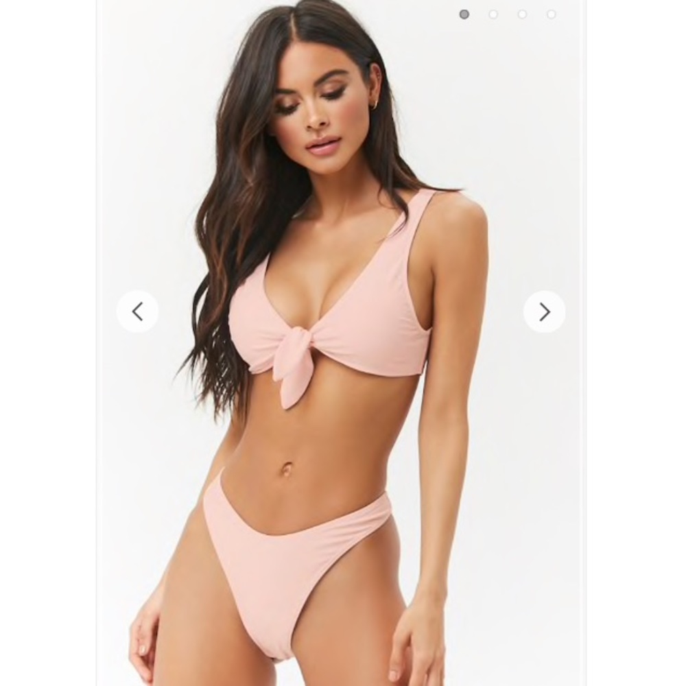Forever 21 Pink Front Tie Bikini Set